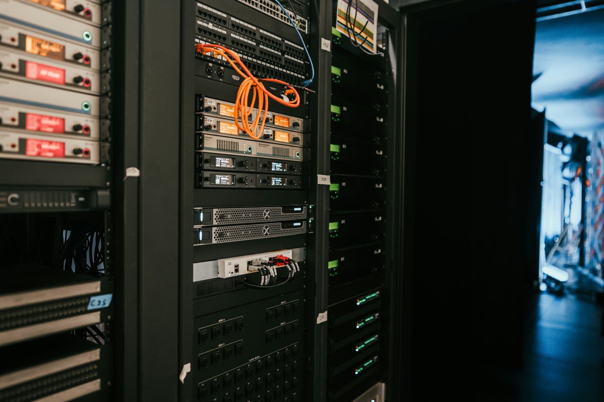 Server room housing the infrastructure behind subscription business applications